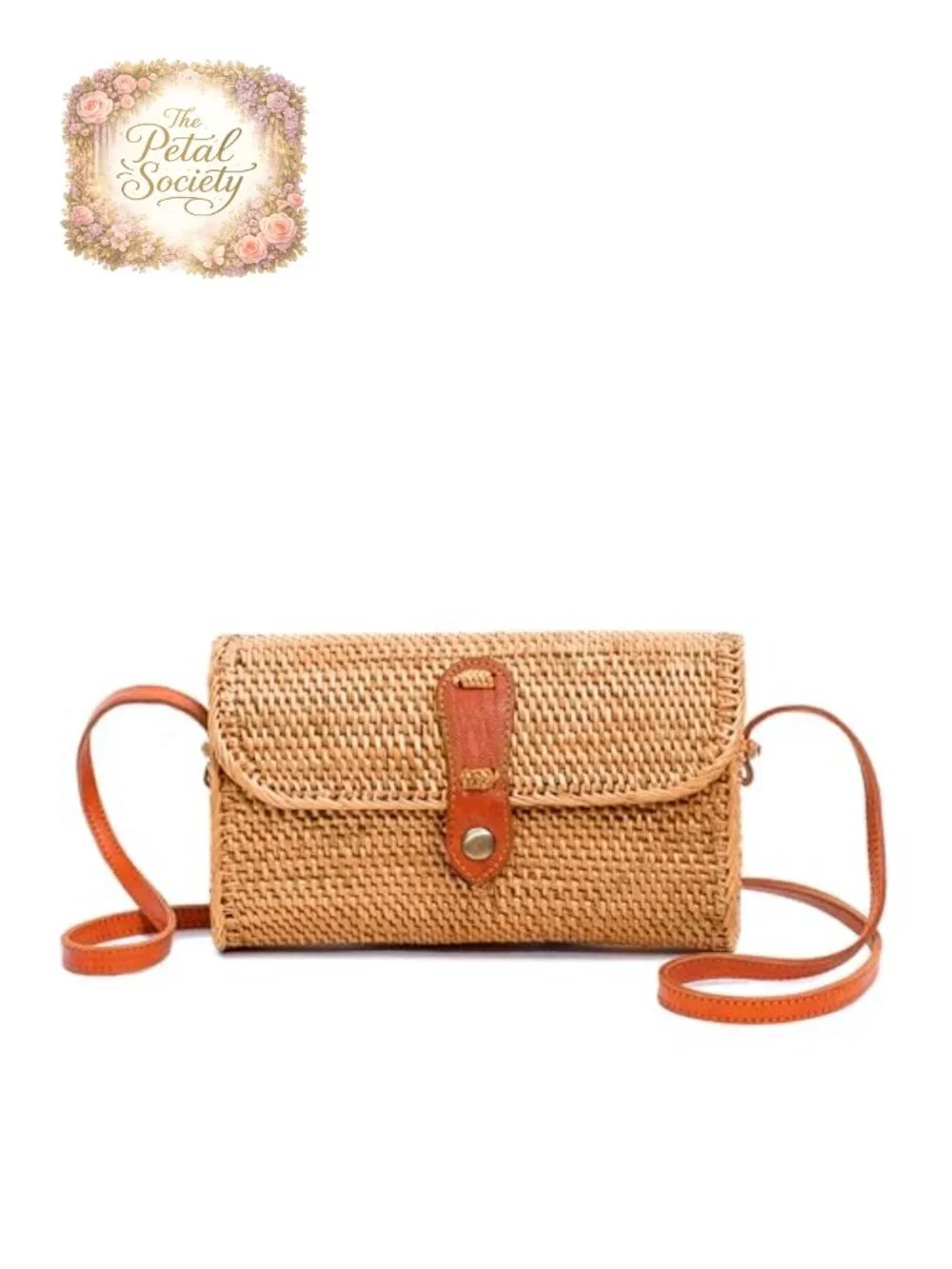Handmade Rattan Woven Crossbody Bag - Straw Boho Purse